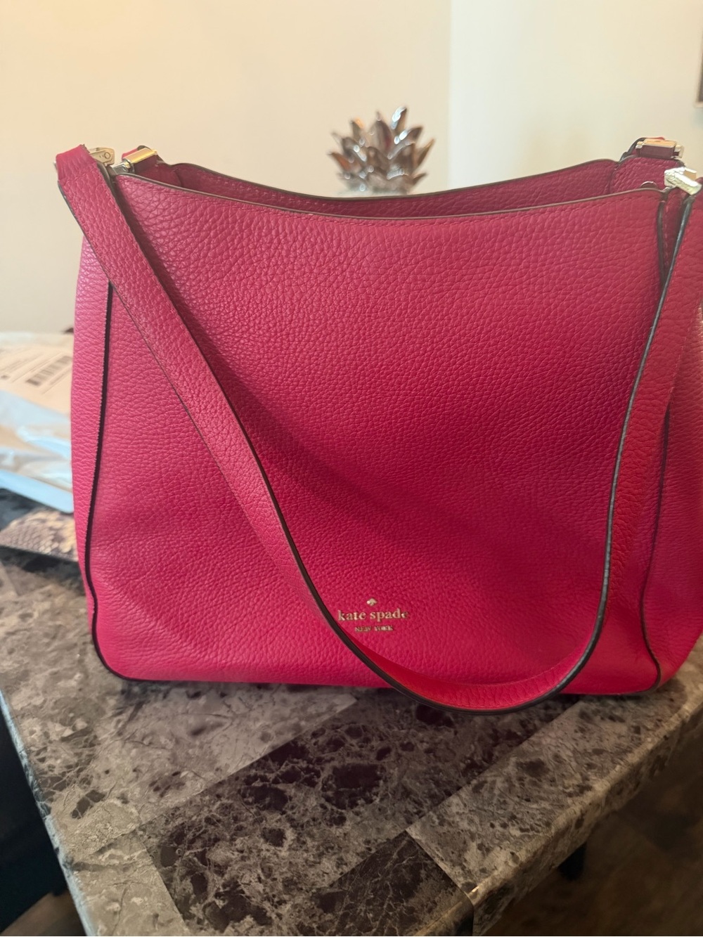 kate spade Pebbled Leather Shoulder Bag in Fuchsia
